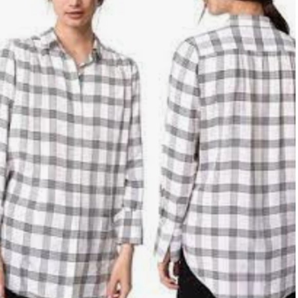 Loft | black and white plaid button down shirt - Picture 3 of 13